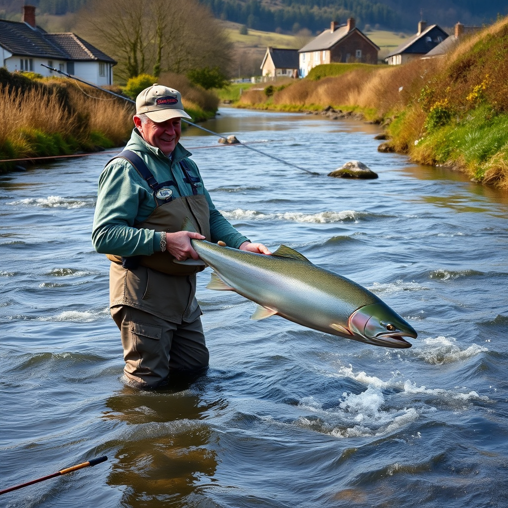 Massive 10lb+ spring salmon caught on River Usk
